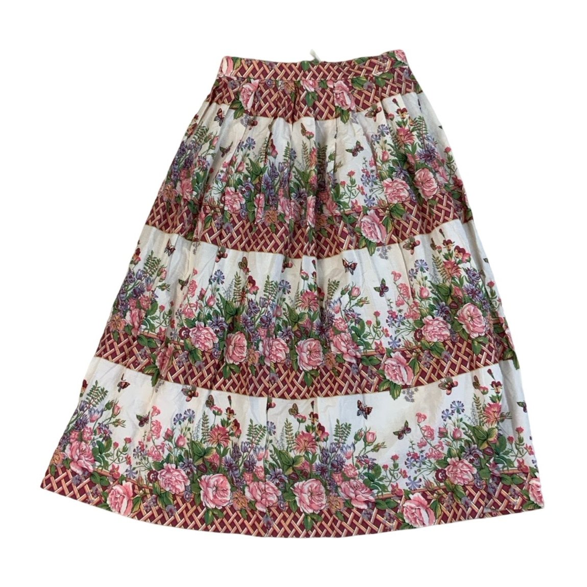 Vintage 80s Floral Swing Petite Midi Skirt