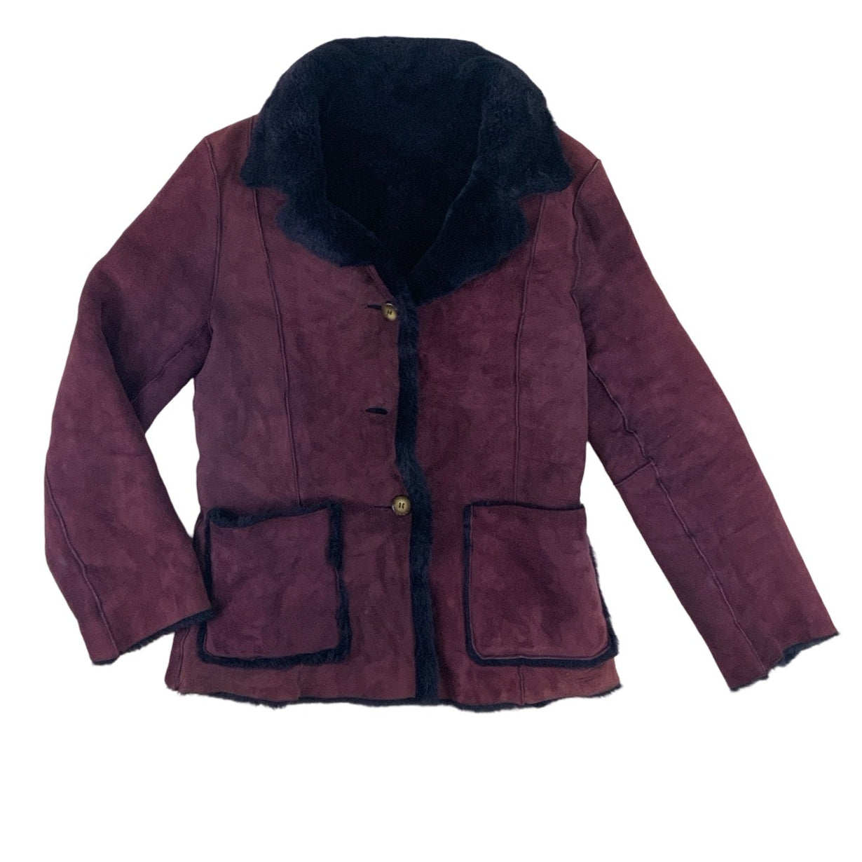 Vintage Burgundy Shearling Jacket 10 12