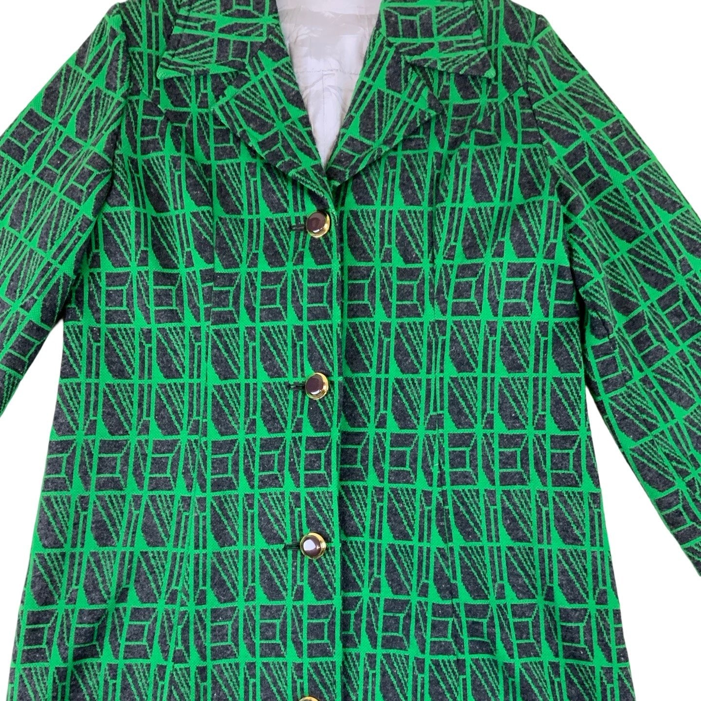 Vintage 80s Geometric Pattern Coat 12 14