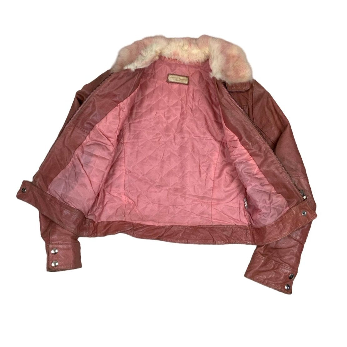 Vintage 90s y2k 'Maurizio Troiano' Ruma Pink Leather Fur Jacket S 12 14