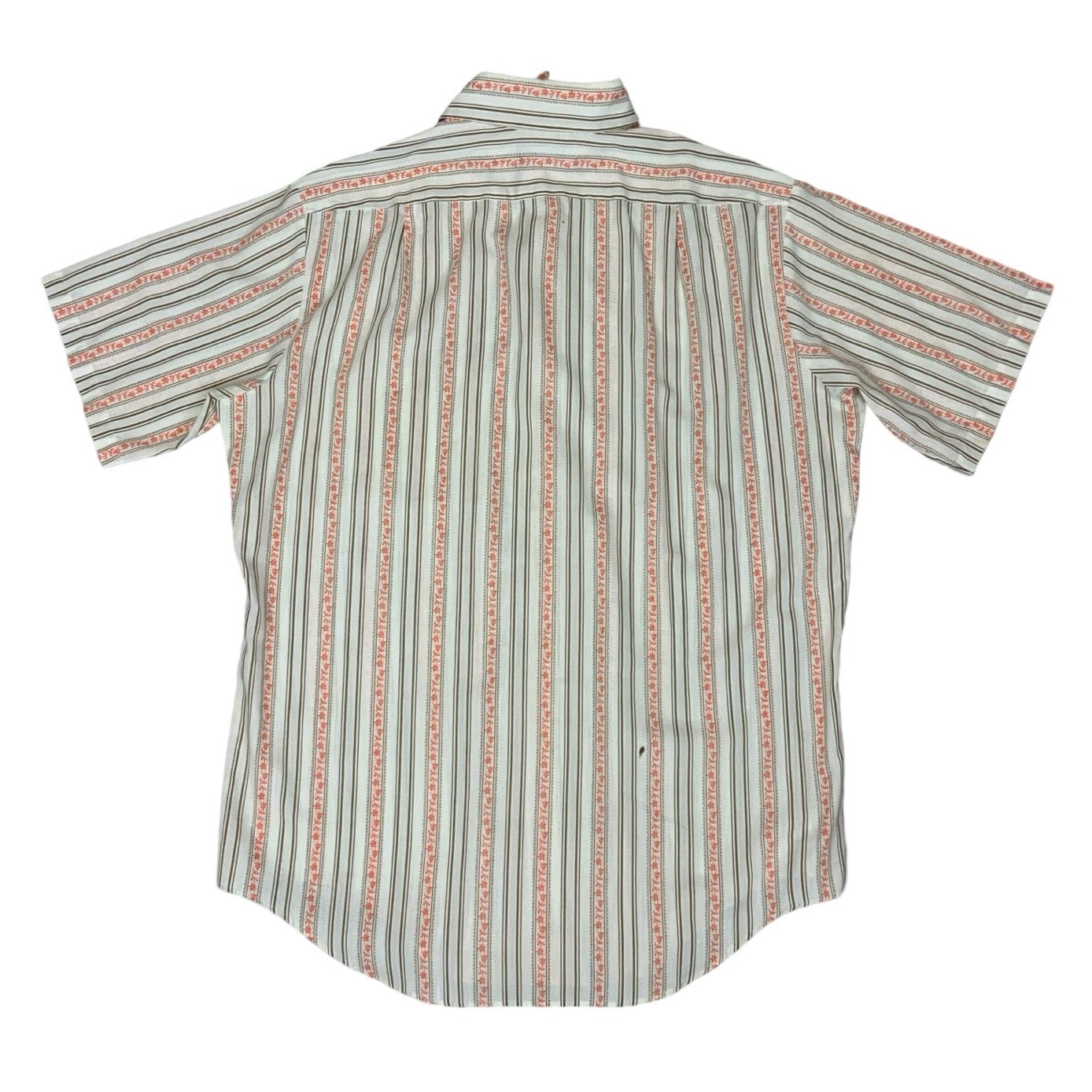 Vintage 'Grant Crest' Cream Stripe Brown Red Collar Shirt L