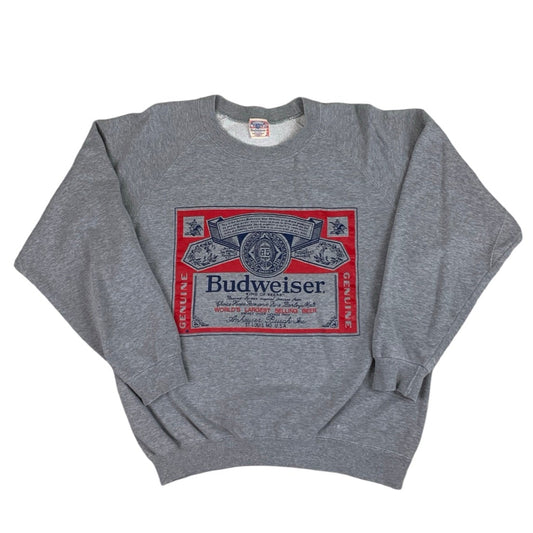 Vintage 90s Budweiser Graphic Grey Sweatshirt S M