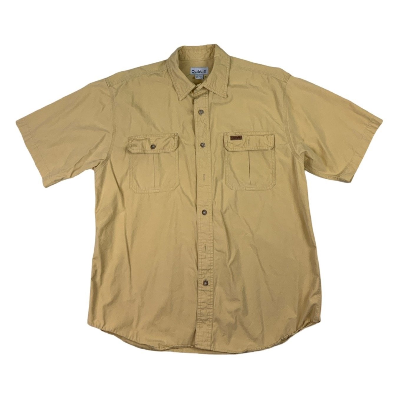 Vintage Tan Carhartt Work Wear Double Pocket Shirt M L