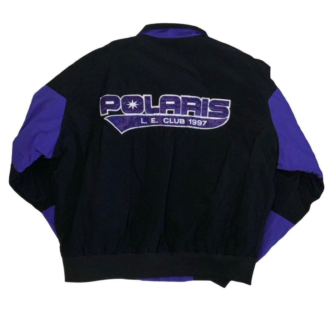 Vintage 90s Streetwear Purple White Black Polaris Club Quilted Bomber Varsity Jacket 3XL 4XL