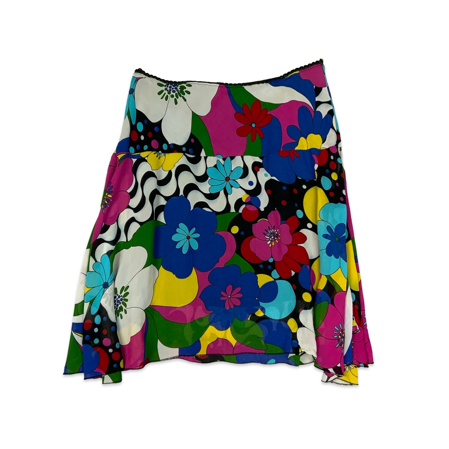 Y2K Bright Floral Midi Skirt 12 14