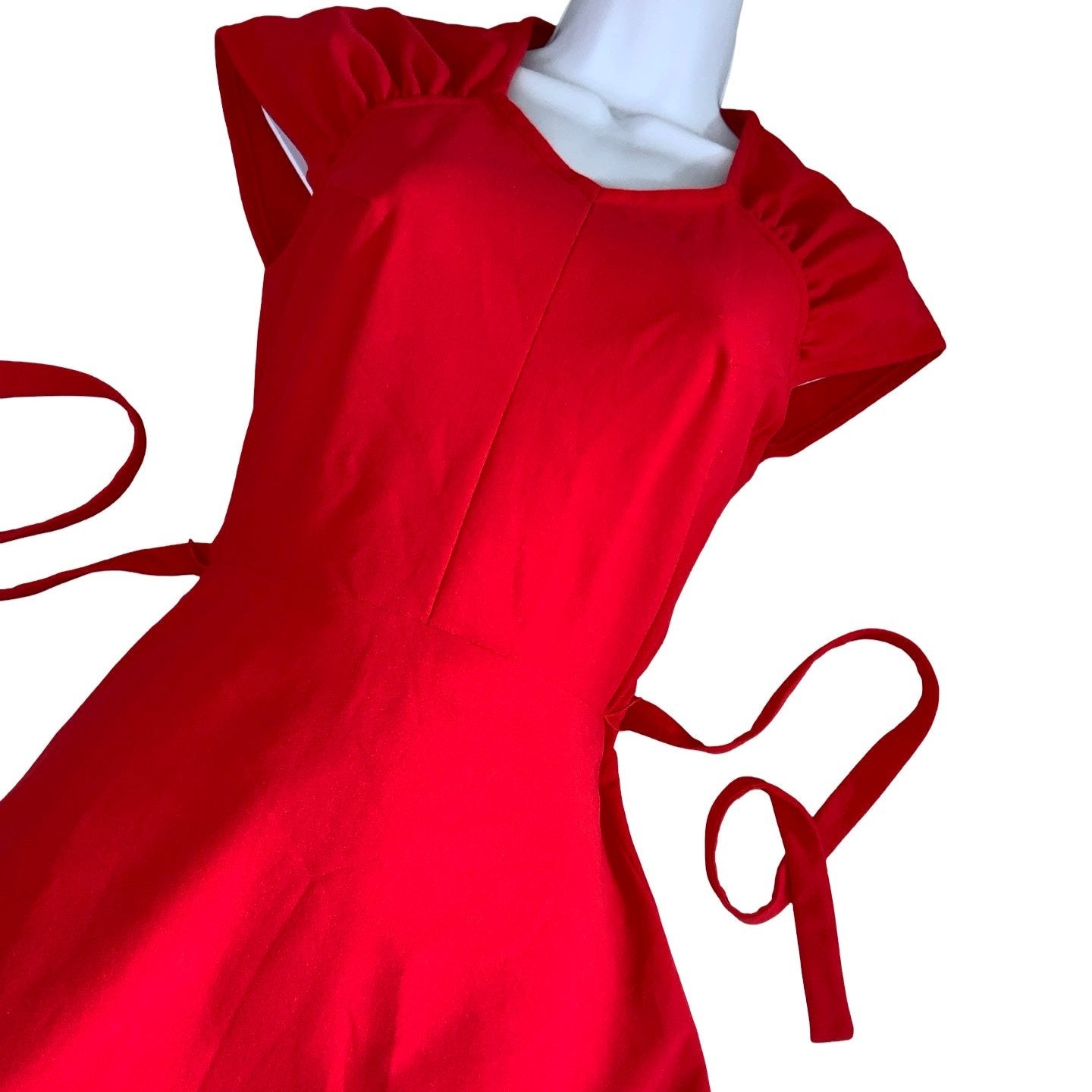 Vintage 60s 70s Red Asymmetric A-line Dress XS 6 8