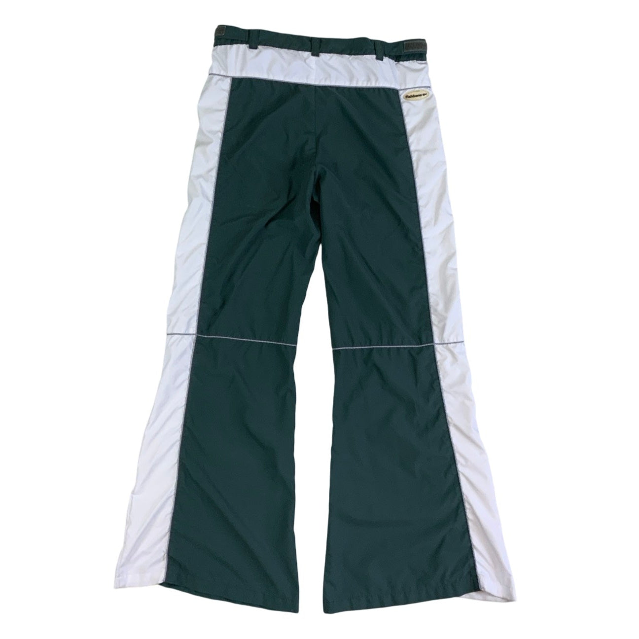 Vintage 2000s Y2k Fishbone Green & White Flared Baggy Track Pant L XL