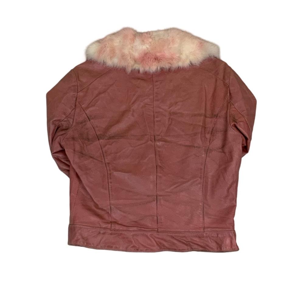 Vintage 90s y2k 'Maurizio Troiano' Ruma Pink Leather Fur Jacket S 12 14