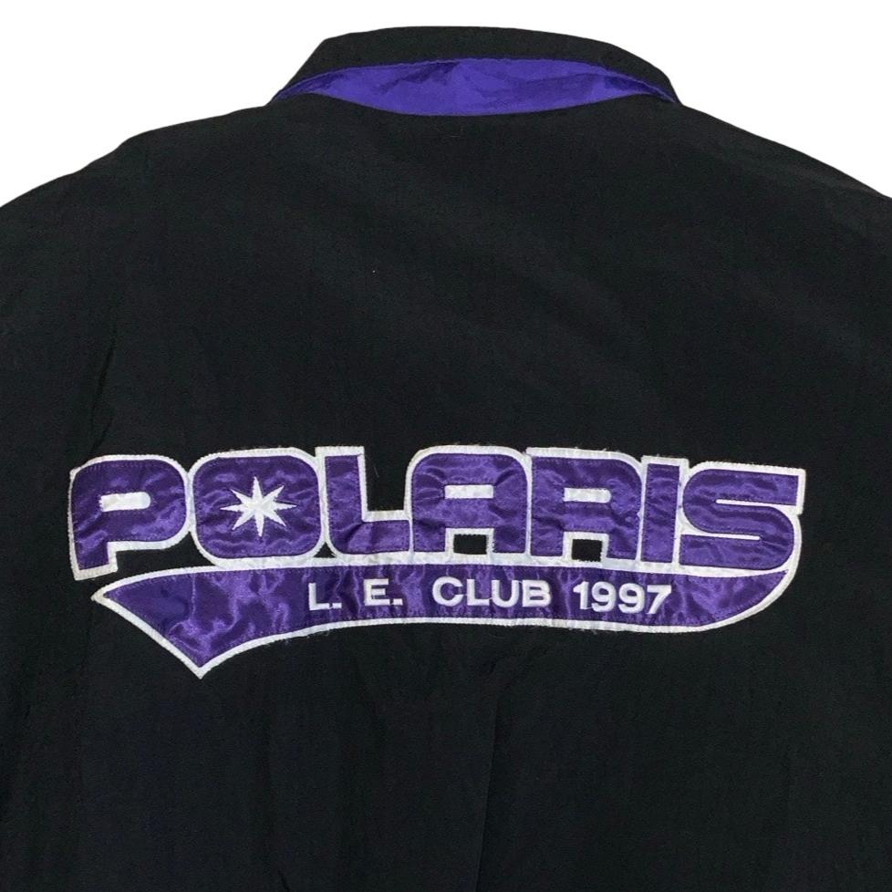 Vintage 90s Streetwear Purple White Black Polaris Club Quilted Bomber Varsity Jacket 3XL 4XL