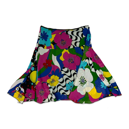 Y2K Bright Floral Midi Skirt 12 14