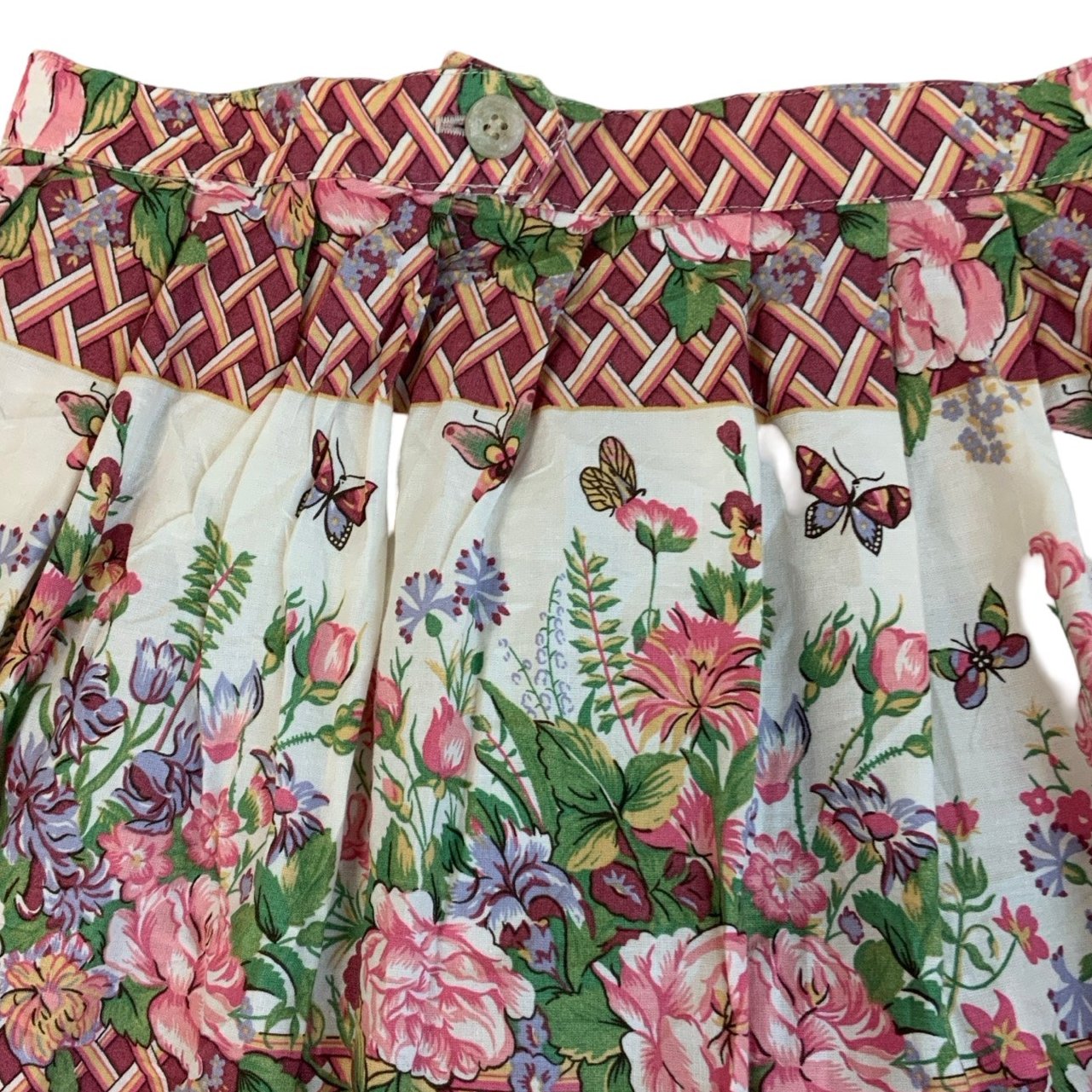 Vintage 80s Floral Swing Petite Midi Skirt