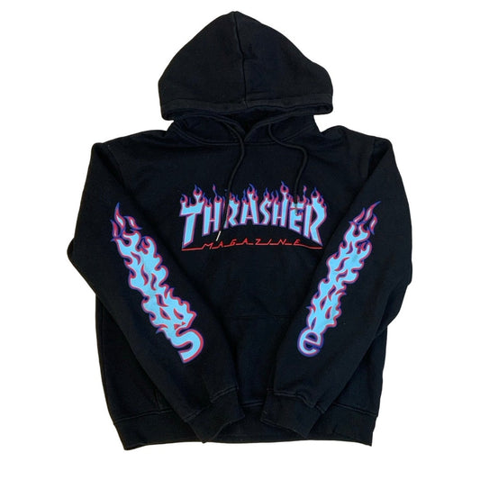 Vintage 90s Black Thrasher Skate Magazine Hoodie XL 20