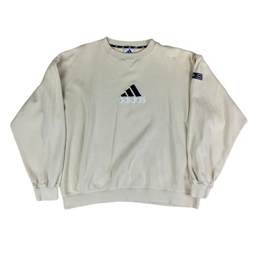 Vintage 90s Adidas Cream Knitted Sweatshirt M L