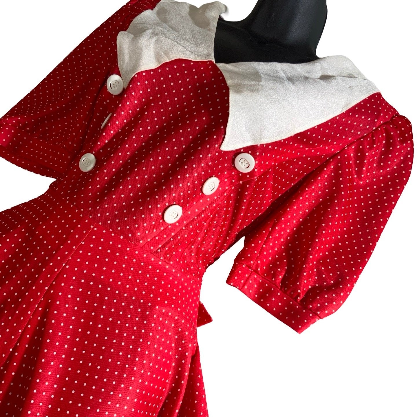 Vintage 80s 90s Aline Red White Polkadot Dress 10 12