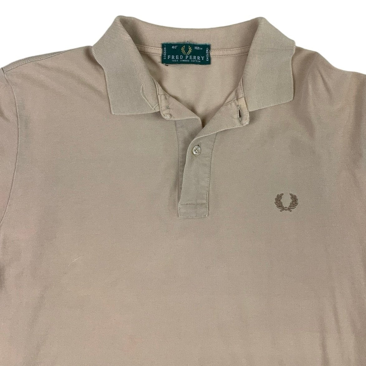 Vintage Fred Perry Cream Long Sleeve Polo Shirt 40" S M