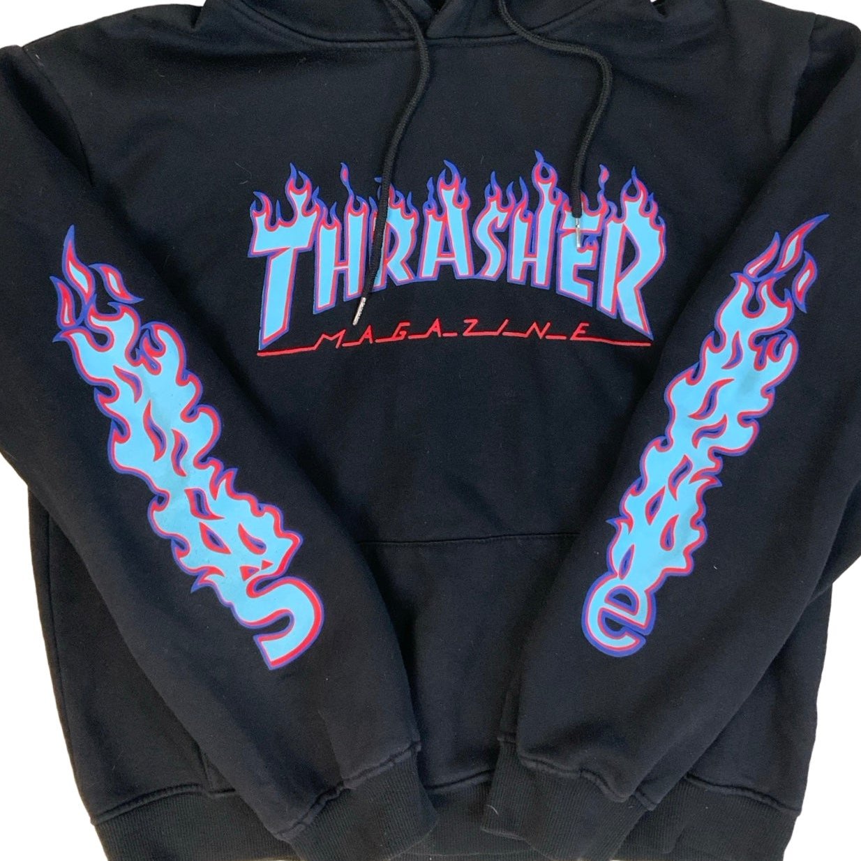 Vintage 90s Black Thrasher Skate Magazine Hoodie XL 20