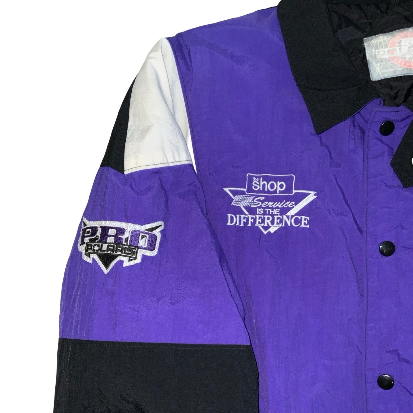 Vintage 90s Streetwear Purple White Black Polaris Club Quilted Bomber Varsity Jacket 3XL 4XL