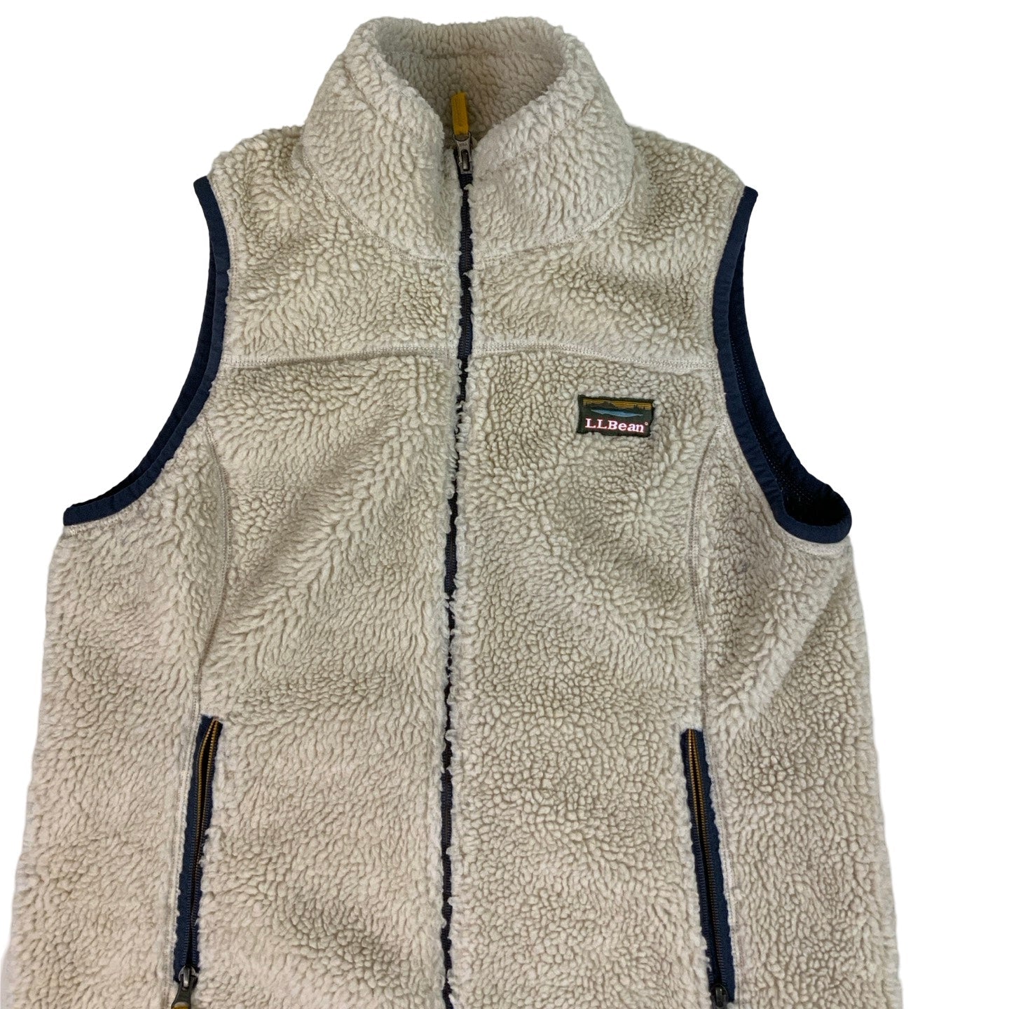 Vintage LL.Bean Fleece Cream Body Warmer Gilet M L