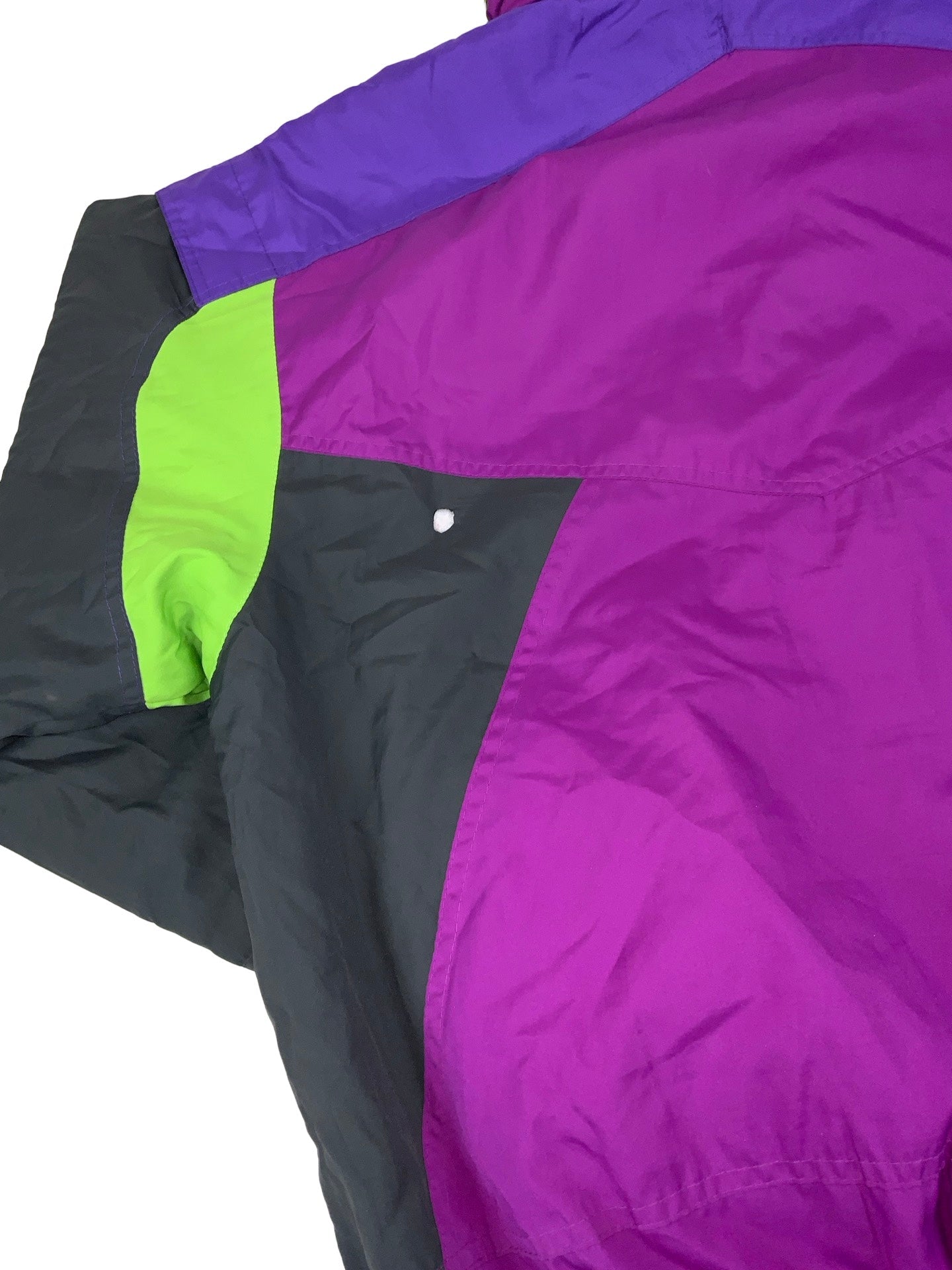 80s 90s Purple Green Pink Yellow 'Rodeo' Pull-Over Ski Outdoor Coat Jacket L XL