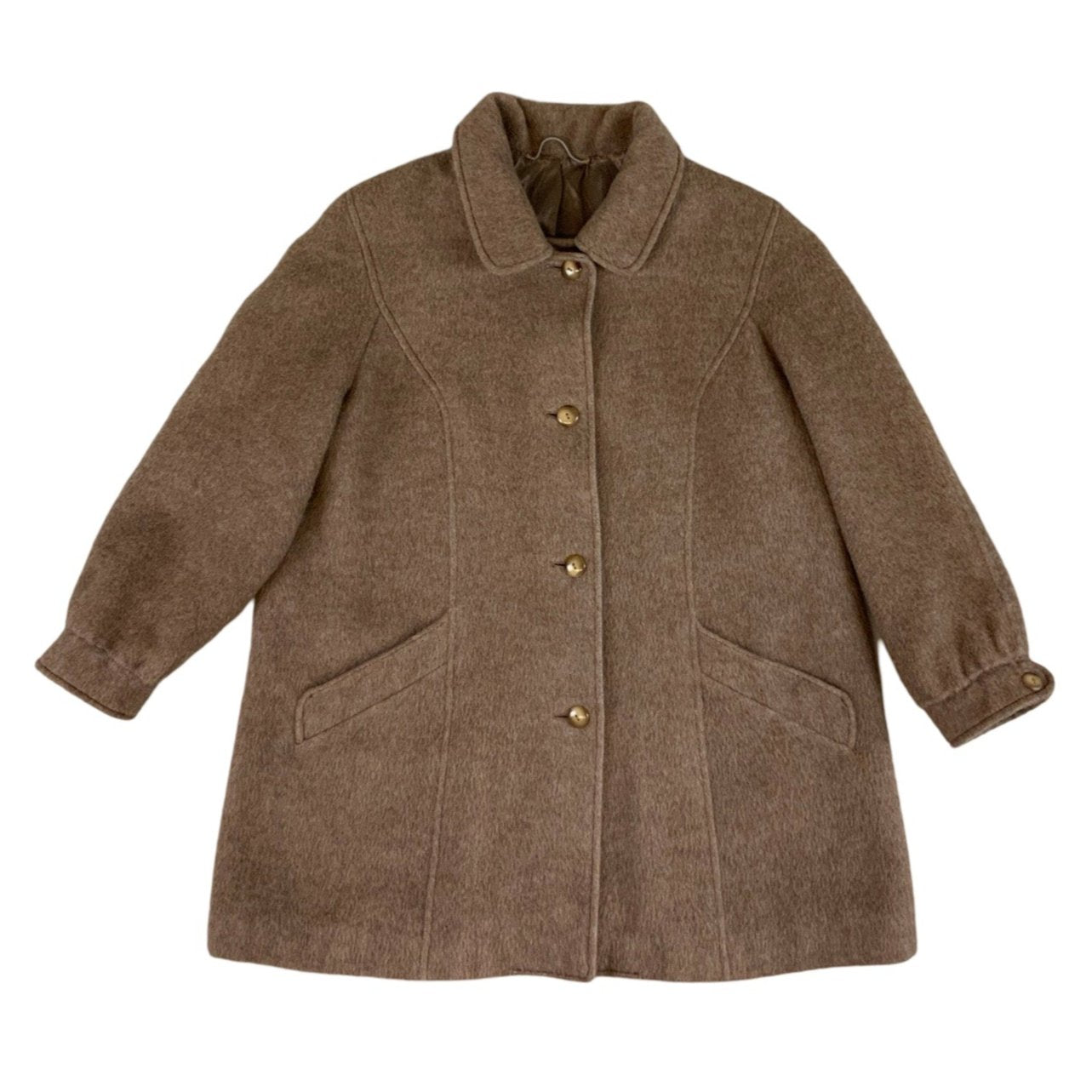 Vintage Wool Collared Tan Jacket 14 16 18