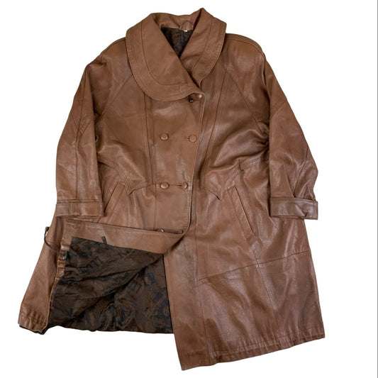 Vintage Real Leather Swing Coat 18 20