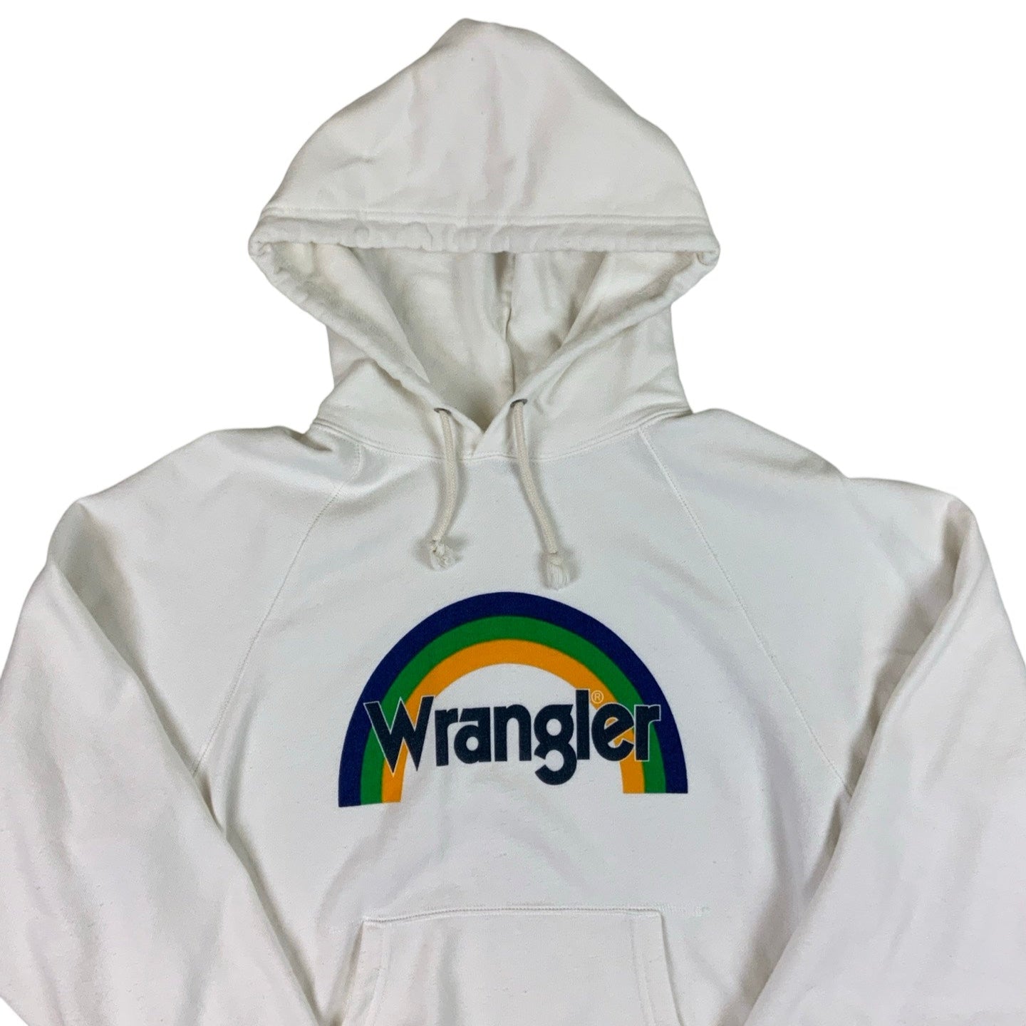 White Vintage Wrangler Rainbow Logo Hoodie S M