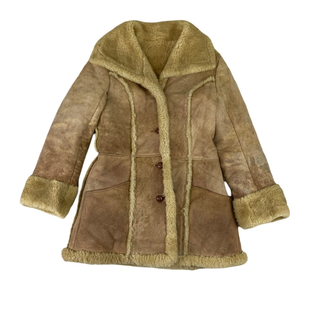 Vintage Tan Women's Shearling Coat 12 14