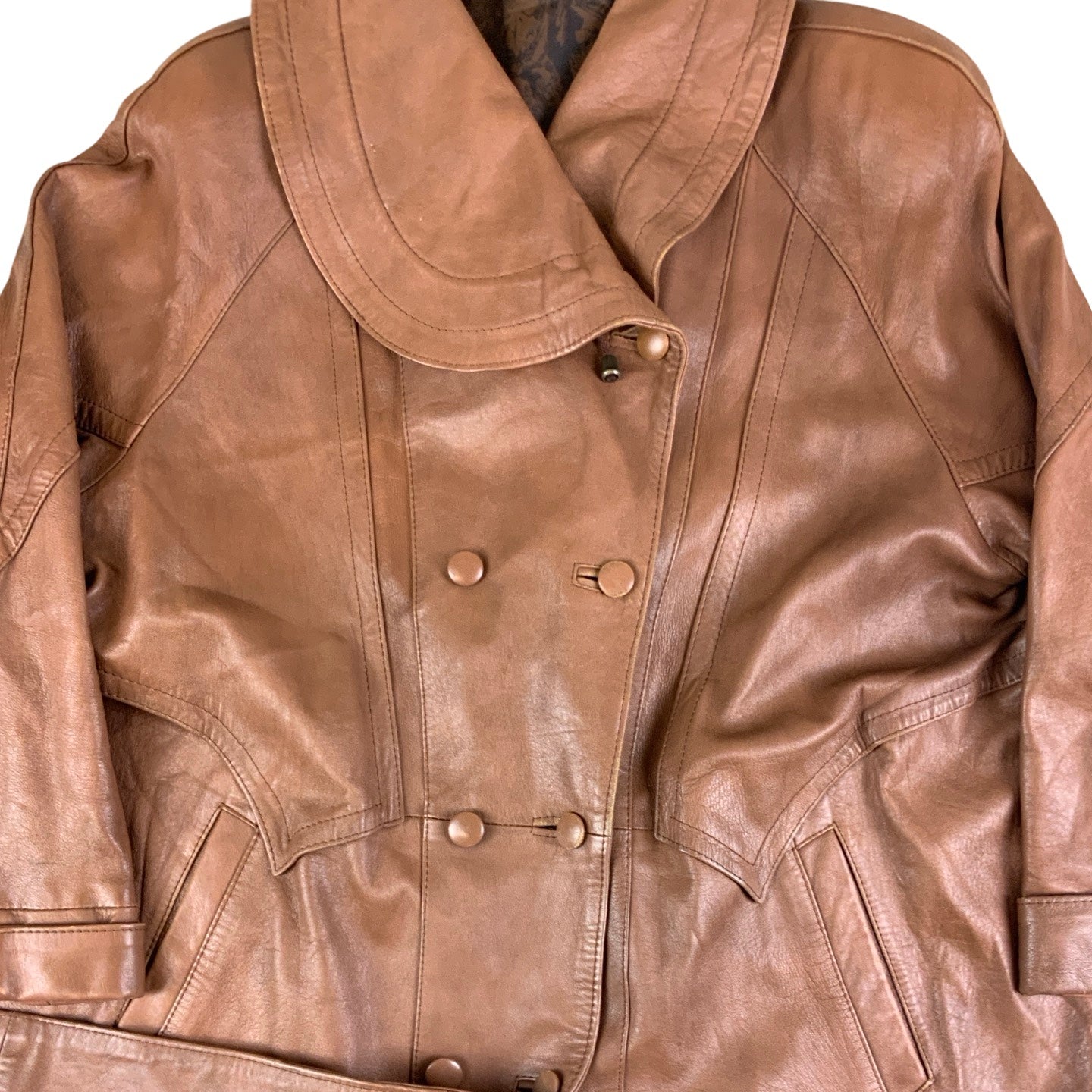 Vintage Real Leather Swing Coat 18 20