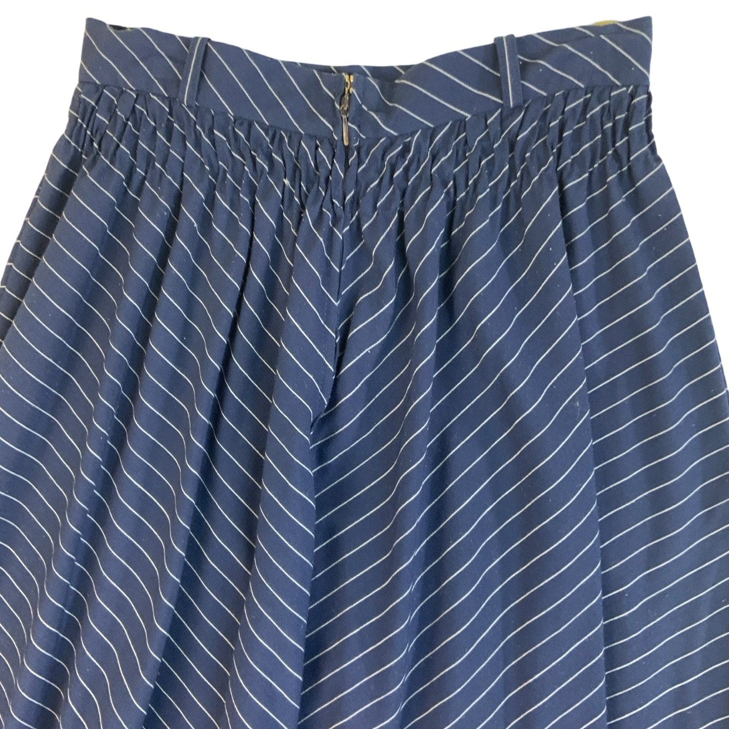 Vintage 80s 90s Blue Stripe Frill Swing Prairie Skirt XS 4 6