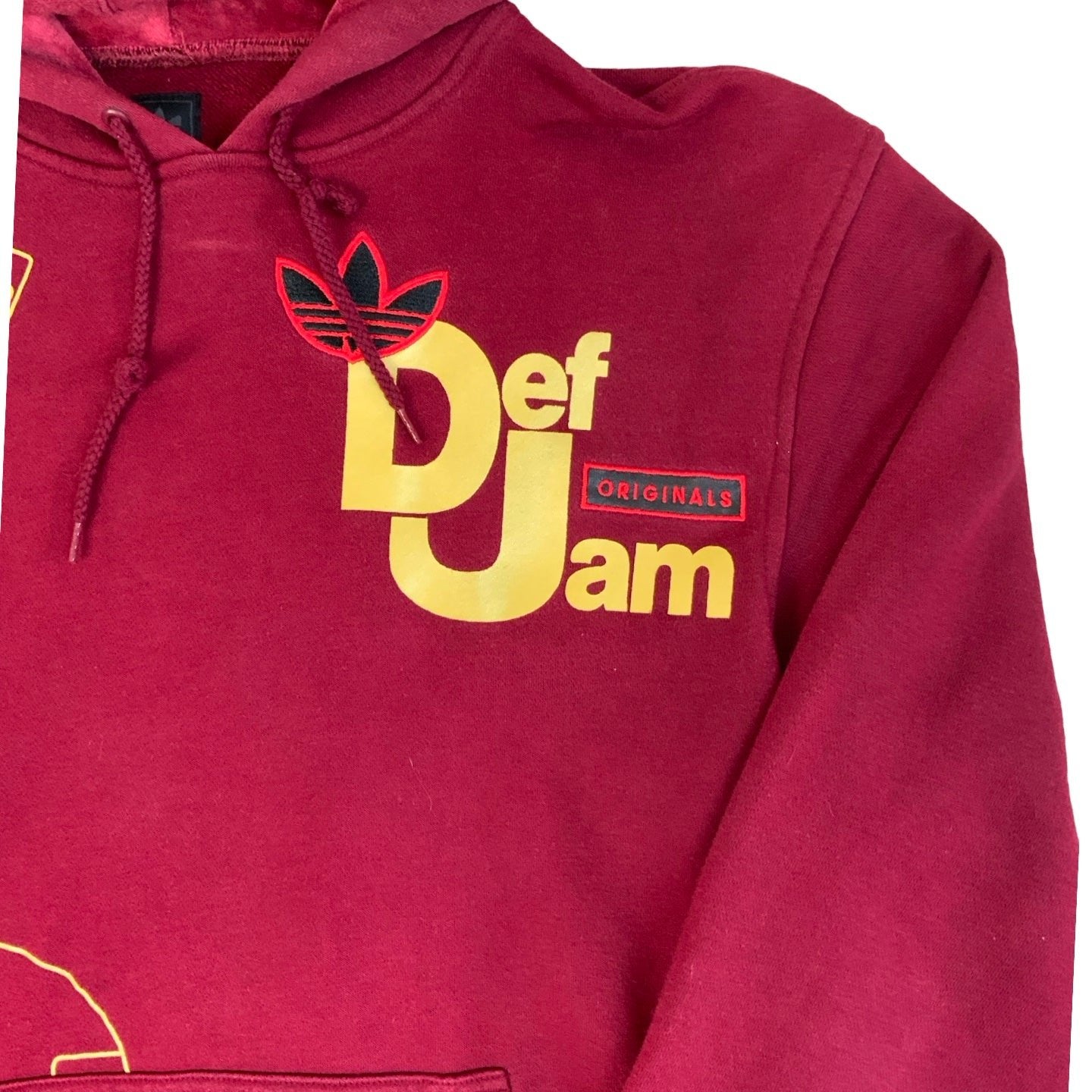 Vintage 90s Adidas Originals X Def Jam Recordings Maroon Sweatshirt Hoodie M 14