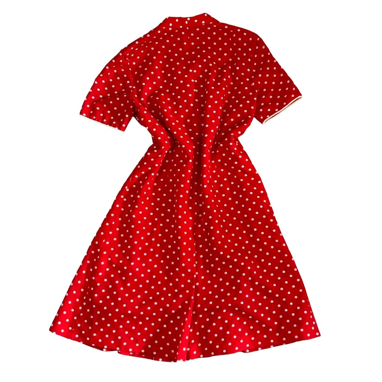 Vintage 60s 70s 'Jumo Jeunesse' Red White Polka Dot Shift Dress 12 14 16