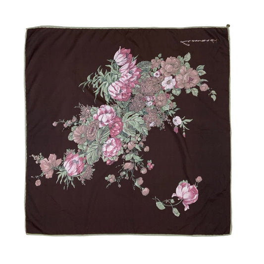 Vintage Brown, Pink, Green Floral Pattern Scarf