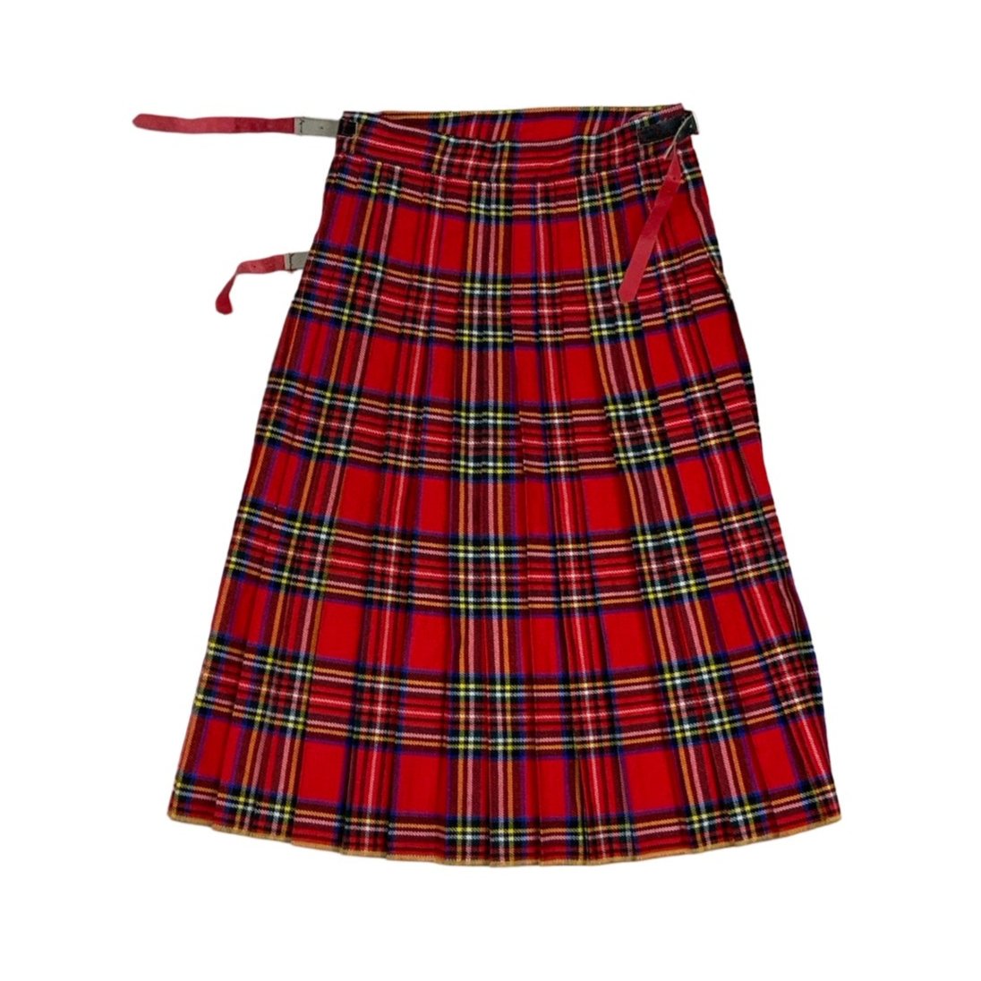 Vintage 'Anytime, Baby..!' Patch Embroidered Scotland Traditional Tartan Kilt XS 4 6 8 10 12