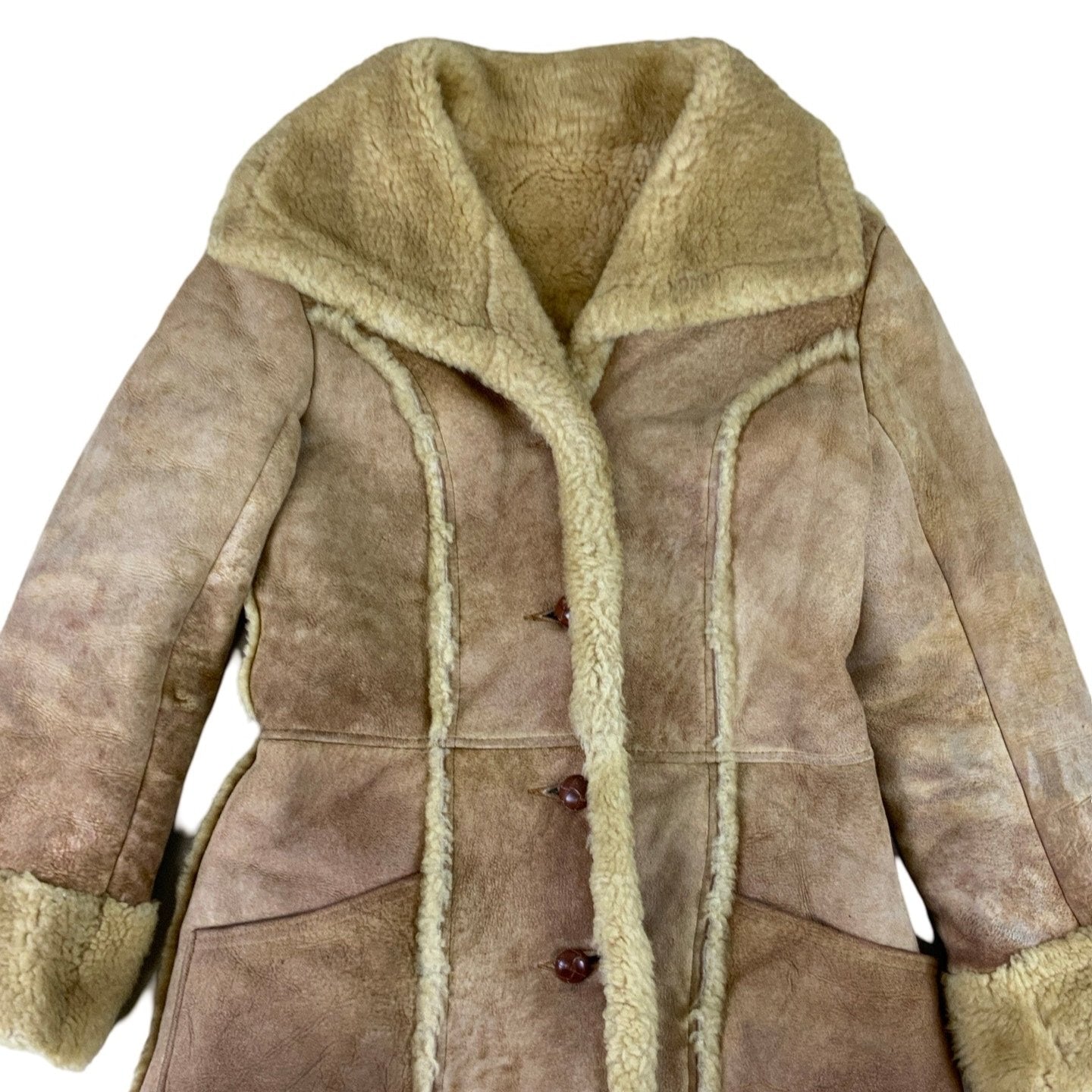 Vintage Tan Women's Shearling Coat 12 14