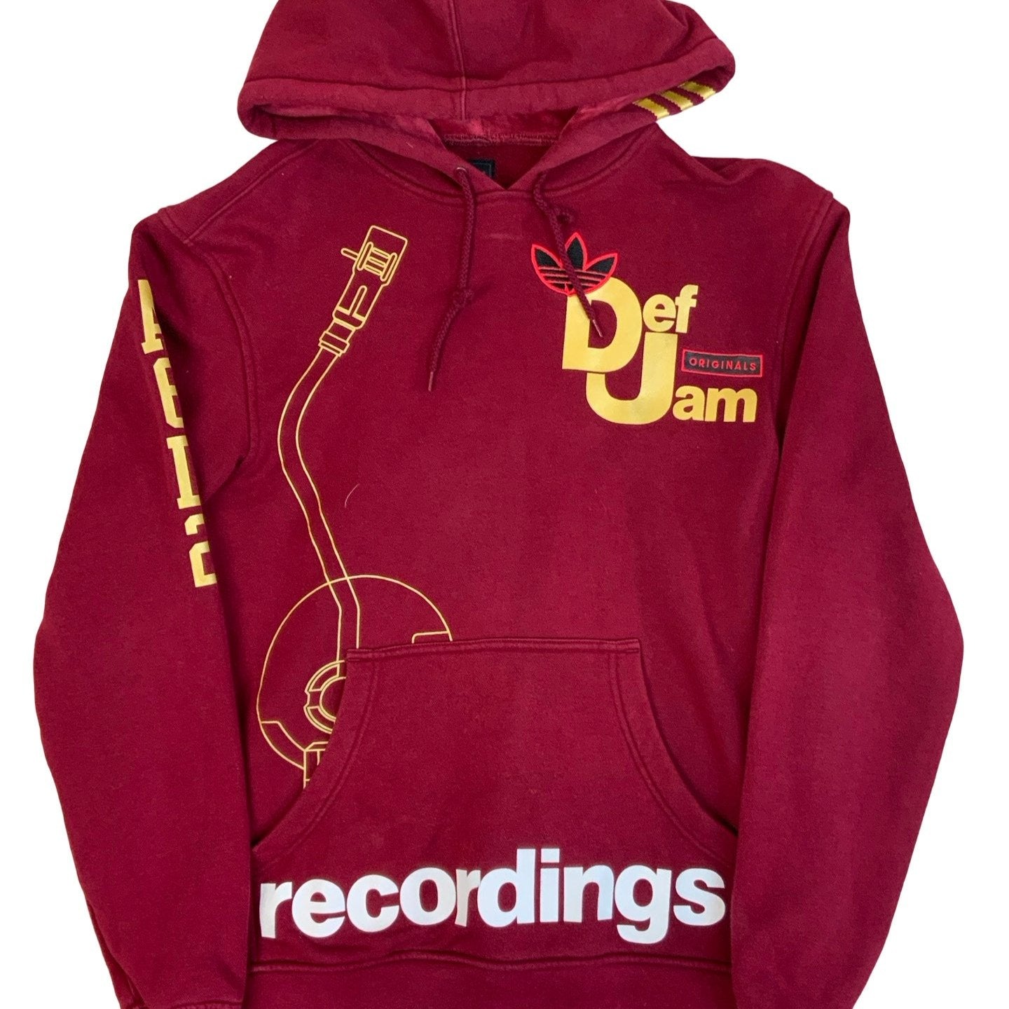 Vintage 90s Adidas Originals X Def Jam Recordings Maroon Sweatshirt Hoodie M 14