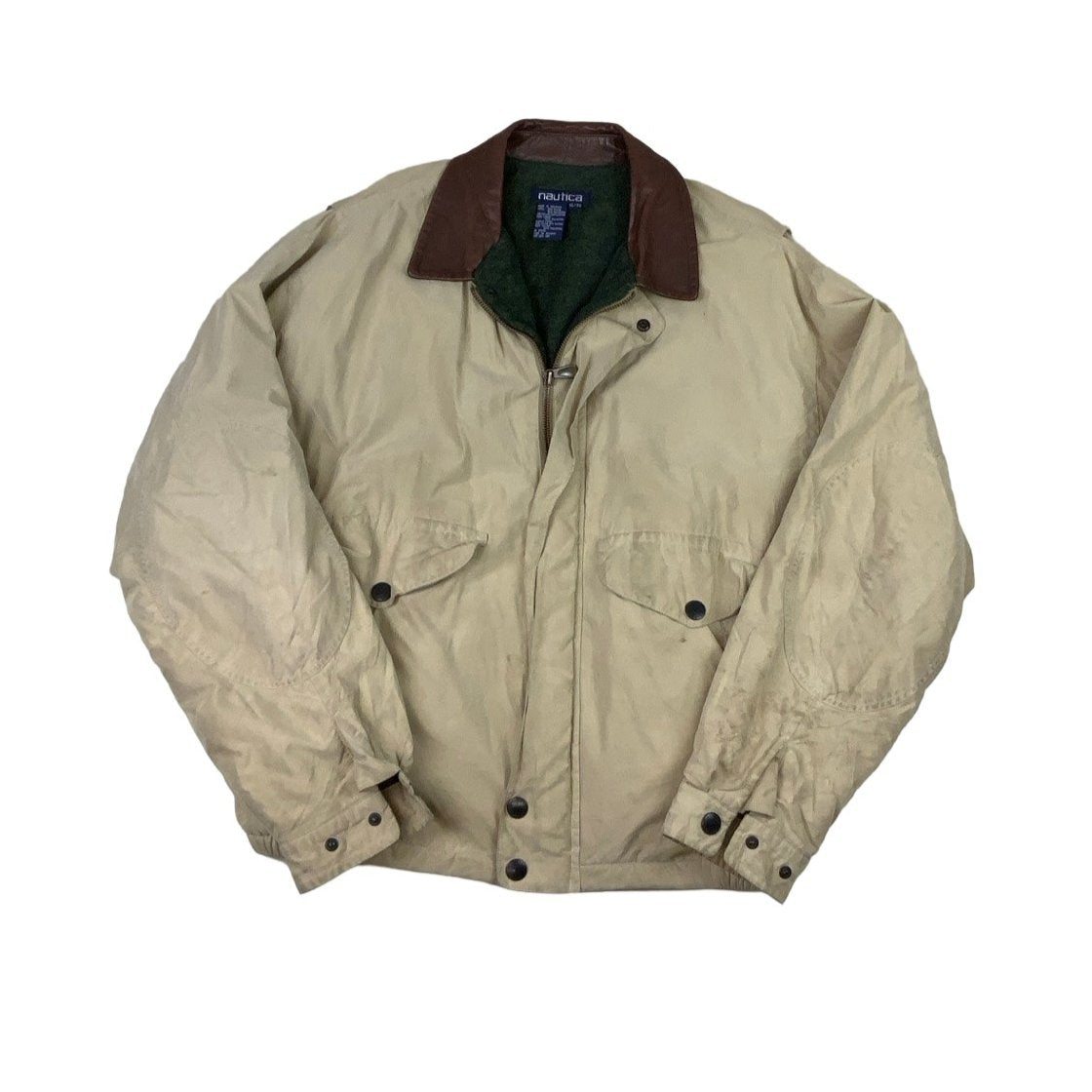 Vintage 90s 'Nautica' Beige Fleece Lined Outdoor Jacket 3XL 4XL