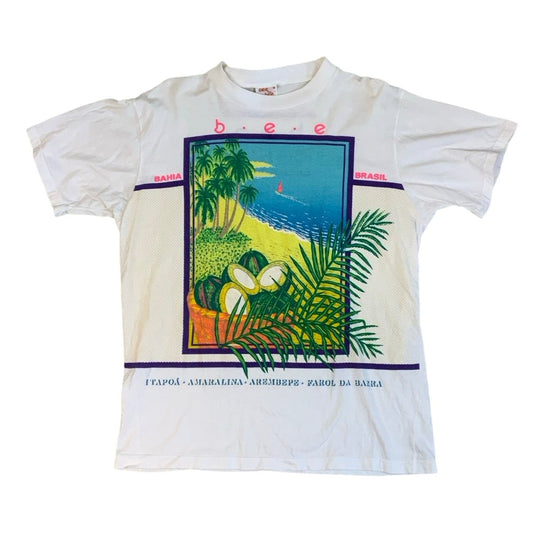 Vintage 90s White Brasil Bahia Island Graphic Tee