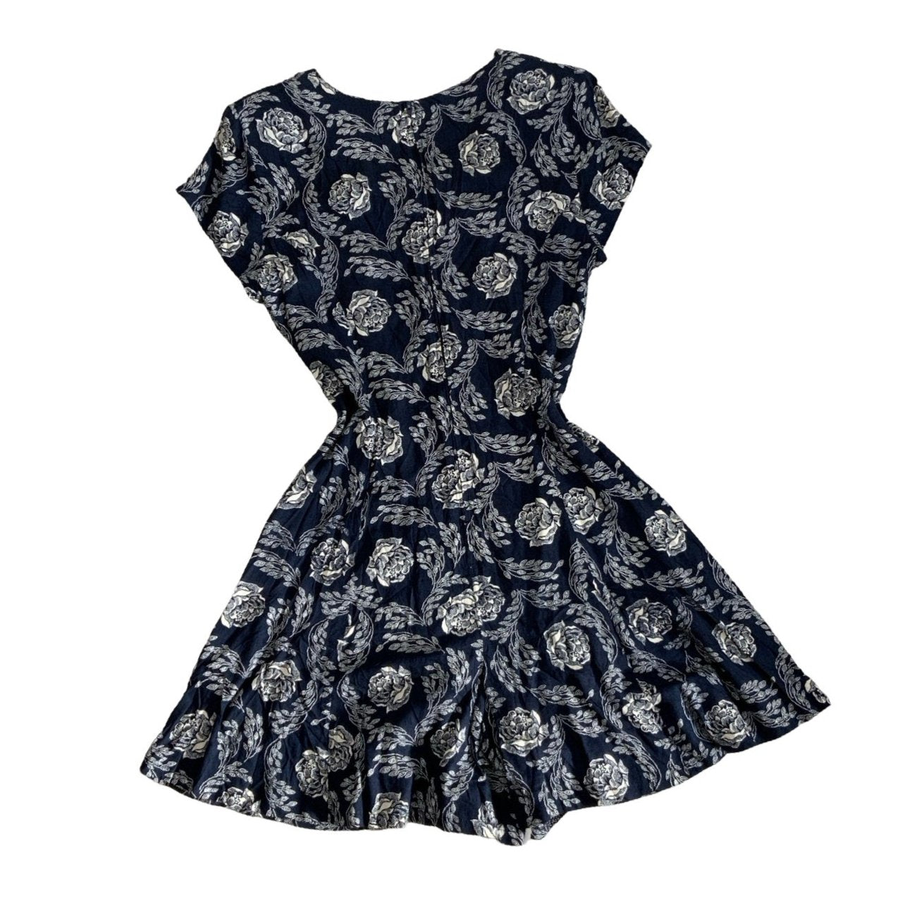 Vintage 'Jamie Brooke' Blue White Floral Mini Playsuit Dress XS UK8