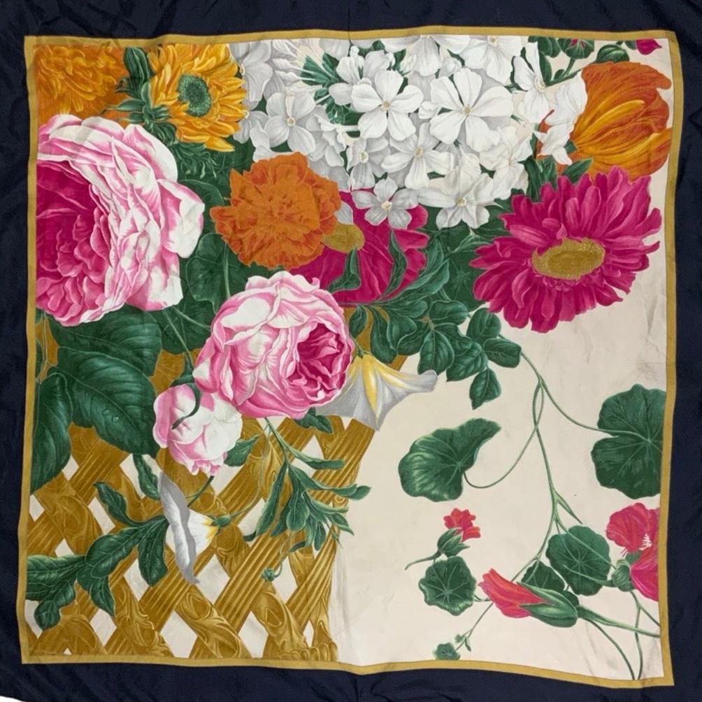 Vintage Floral Multi Colour Silk Scarf