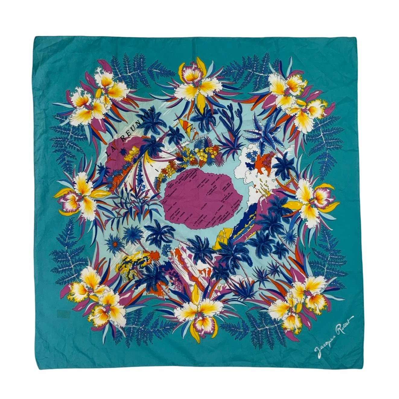 Vintage Flora, Blue, Yellow, Pink Scarf