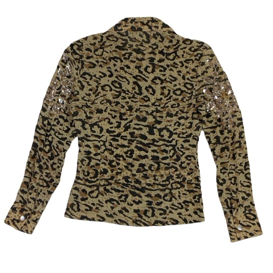 Vintage y2k Leopard Animal Print Sequin Blouse XS 8 10