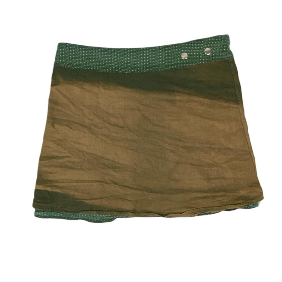 Vintage 90s y2k 'Tony' Brown Green Reversible Swap Mini Skirt 10 12 14 16 18 20