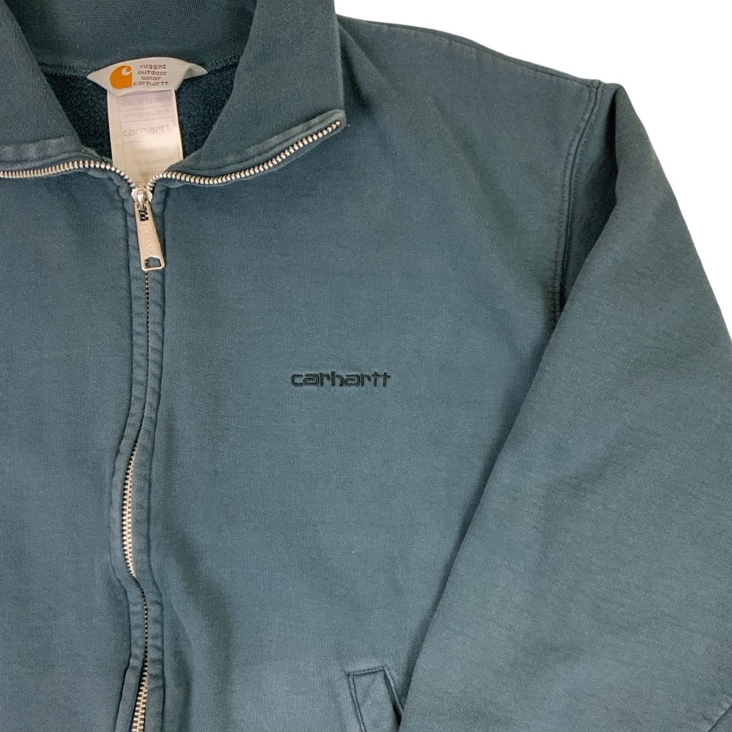 Vintage 90s 'Carhartt' Grey Zip-Up Sweatshirt M L