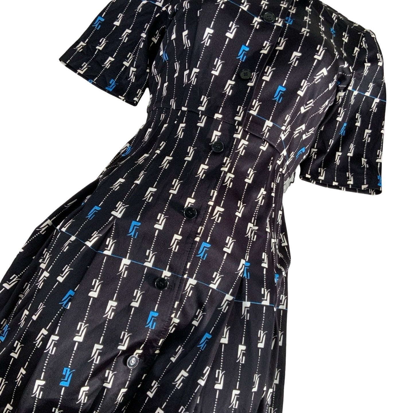 Vintage 60s 70s 'Puccini' Black White Blue Aline Dress 8 10