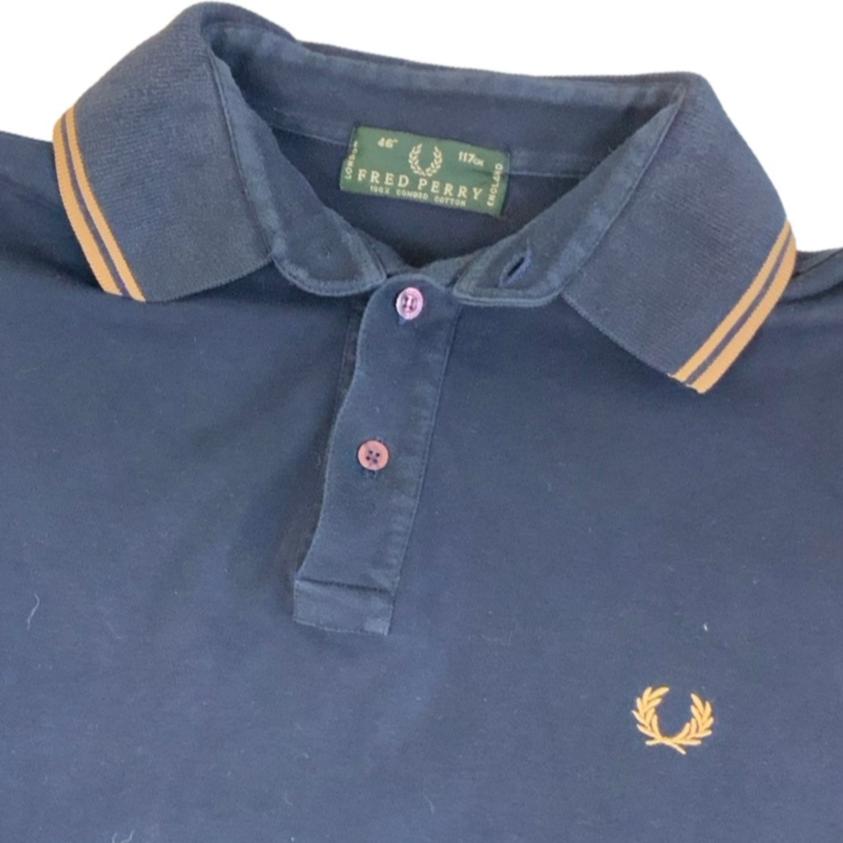 Vintage 90s Fred Perry Long Sleeve Blue Polo Shirt XL