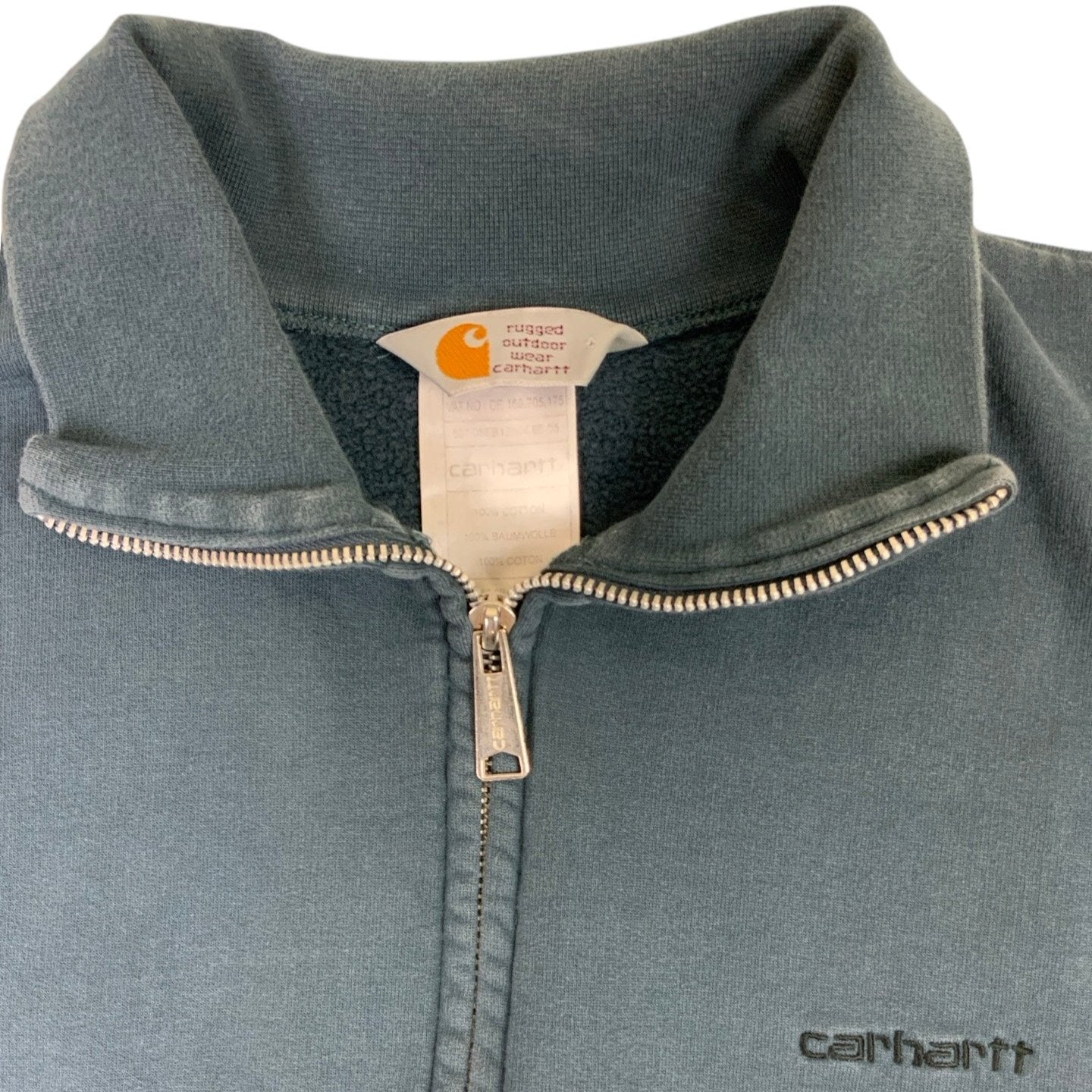 Vintage 90s 'Carhartt' Grey Zip-Up Sweatshirt M L