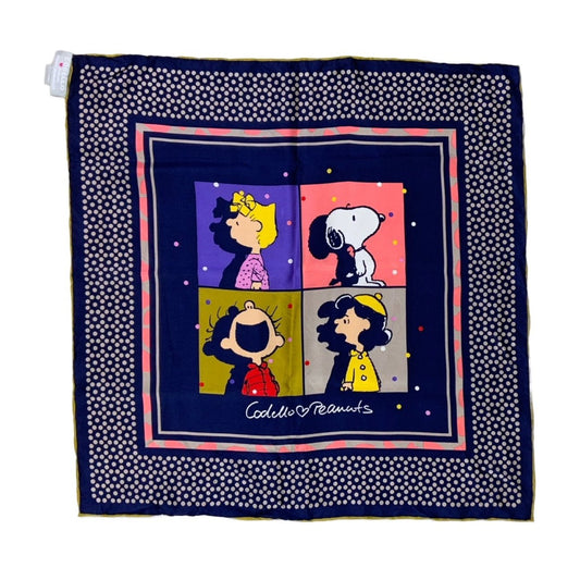 Y2K Purple Peanuts Cartoon Silk Scarf