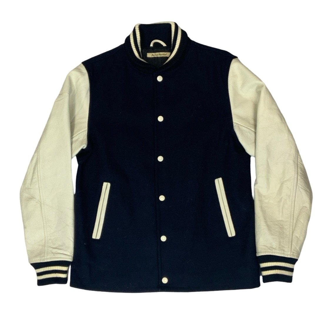 Vintage 'Journal Standard' Navy Blue Cream Varsity Jacket M 14