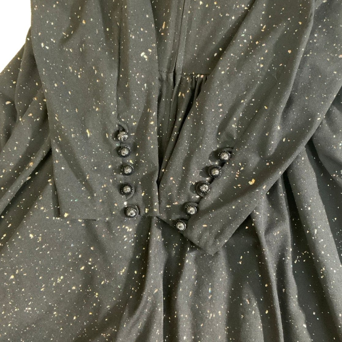 Vintage 70s 80s 'Bel Chic' Black Multicolour Sparkle Maxi Party Dress 8 10