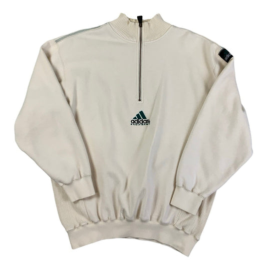 90s Vintage Adidas Equipment Cream 1/4 Zip Sweatshirt M L